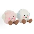 Cute Marshmallow Plush Toy with Earmuffs, Soft Round Stuffed Doll, 2 Colors Pink & White, Christmas Stocking Stuffer Gift