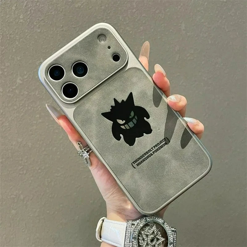 Anime Cartoon Ghost Gengar Laser Leather Texture Phone Case For iPhone